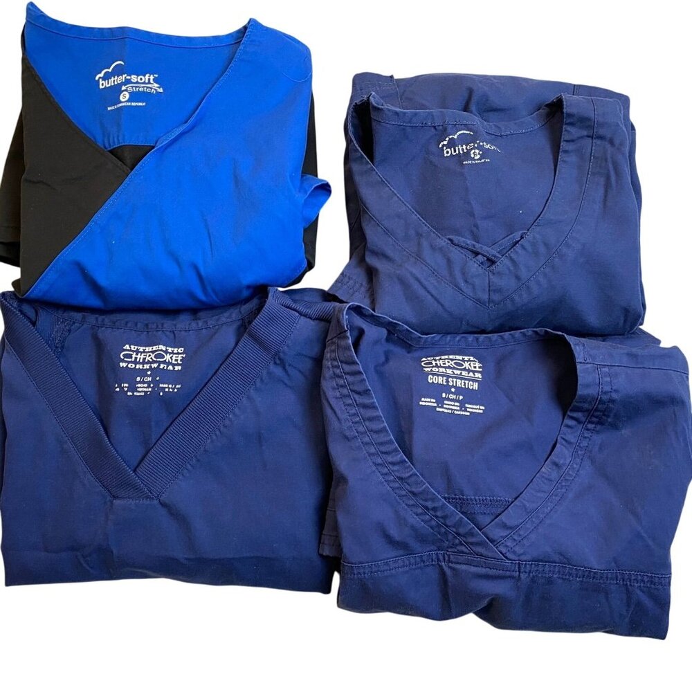 Mixed Lot of Womens Scrub Top Butter-Soft Cherokee Workwear Uniform Small Blue